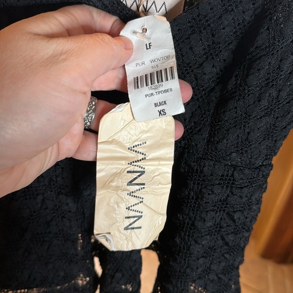 NWT NAANAA BLACK LACE PEPLUM STRAPPY CAMI TOP SIZE XS - Picture 8 of 9